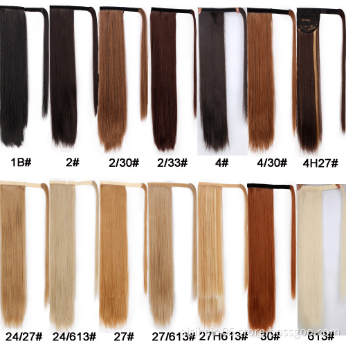 Aisi Hair Long Silky Straight Heat Resistant Fiber Synthetic Hair Piece Wrap Around Ponytail Extensions for Women